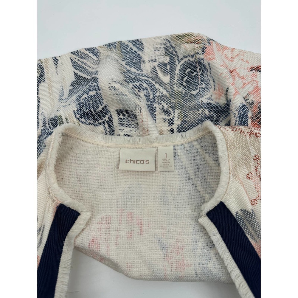 Chico’s Watercolor-Print Textured Jacket women’s size M - Picture 8 of 9